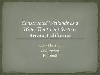 Constructed Wetlands as a Water Treatment System: Arcata, California