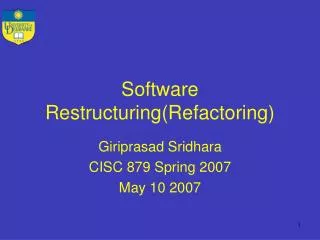Software Restructuring(Refactoring)