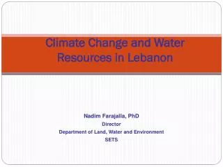 Climate Change and Water Resources in Lebanon
