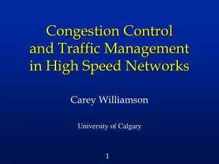 Congestion Control and Traffic Management in High Speed Networks