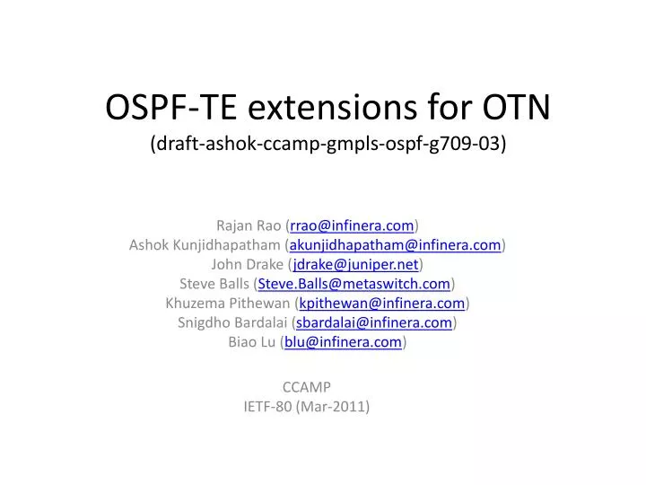 ospf te extensions for otn draft ashok ccamp gmpls ospf g709 03