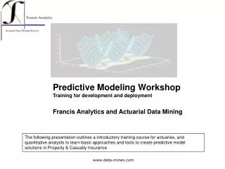 Predictive Modeling Workshop Training for development and deployment
