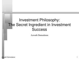 Investment Philosophy: The Secret Ingredient in Investment Success