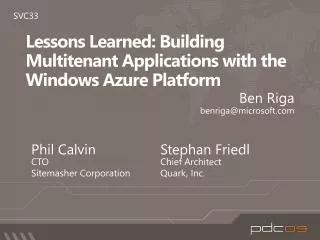 Lessons Learned: Building Multitenant Applications with the Windows Azure Platform
