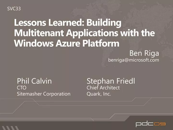lessons learned building multitenant applications with the windows azure platform