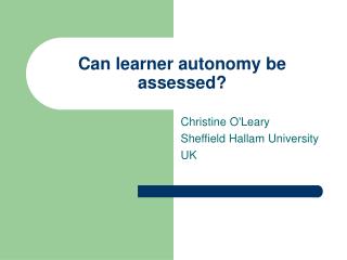 Can learner autonomy be assessed?