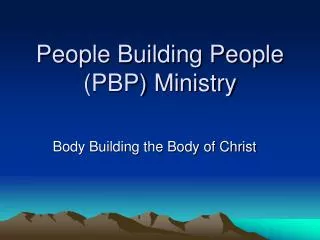People Building People (PBP) Ministry