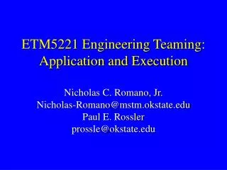 ETM5221 Engineering Teaming: Application and Execution