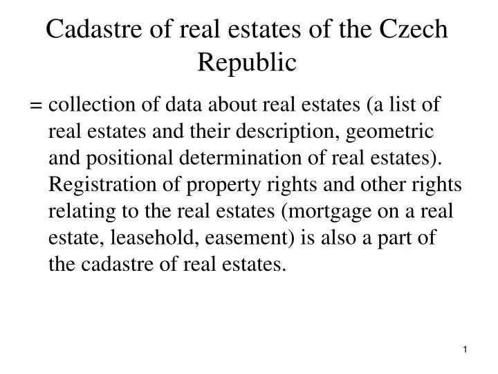 cadastre of real estates of the czech republic