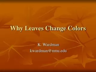 Why Leaves Change Colors