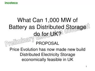 What Can 1,000 MW of Battery as Distributed Storage do for UK?