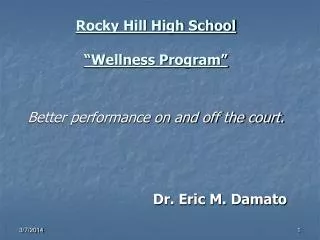 Rocky Hill High School “Wellness Program”