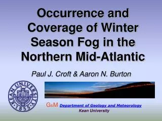 Occurrence and Coverage of Winter Season Fog in the Northern Mid-Atlantic