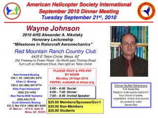 Wayne Johnson 2010 AHS Alexander A. Nikolsky Honorary Lectureship “Milestones in Rotorcraft Aeromechanics”