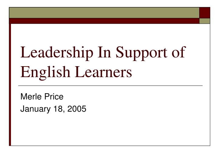 leadership in support of english learners