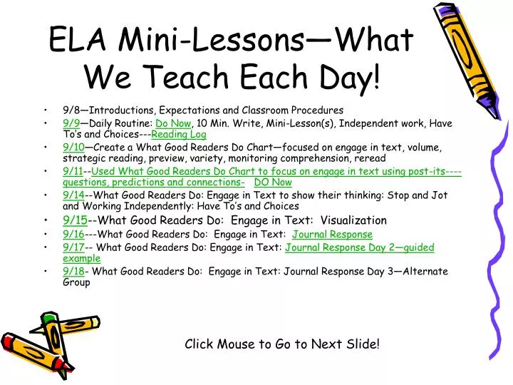 ela mini lessons what we teach each day