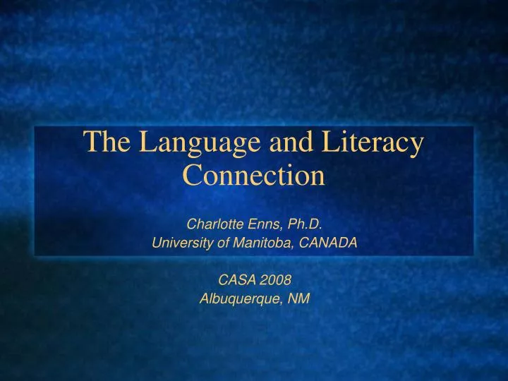 the language and literacy connection