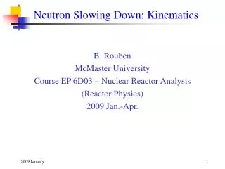 Neutron Slowing Down: Kinematics
