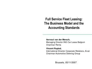 Full Service Fleet Leasing: The Business Model and the Accounting Standards
