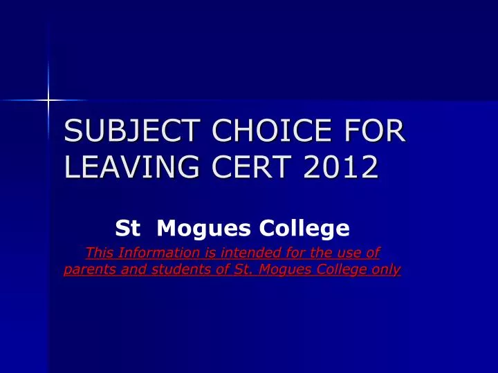 subject choice for leaving cert 2012