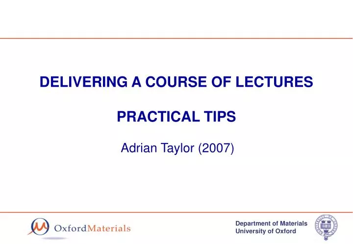 delivering a course of lectures practical tips