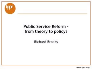 Public Service Reform – from theory to policy?