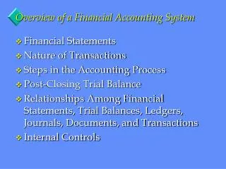 Overview of a Financial Accounting System
