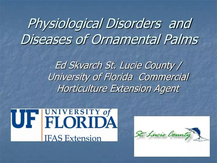 physiological disorders and diseases of ornamental palms