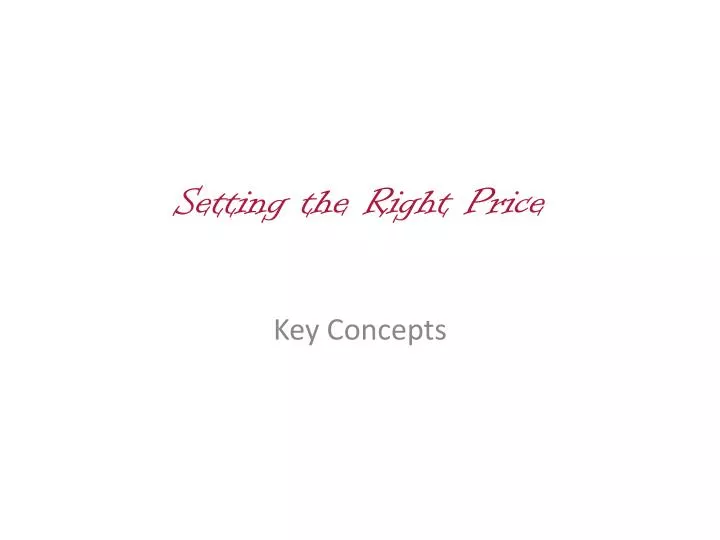 setting the right price