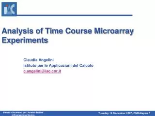 Analysis of Time Course Microarray Experiments