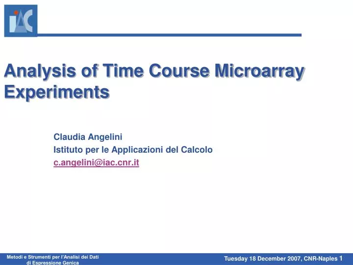analysis of time course microarray experiments