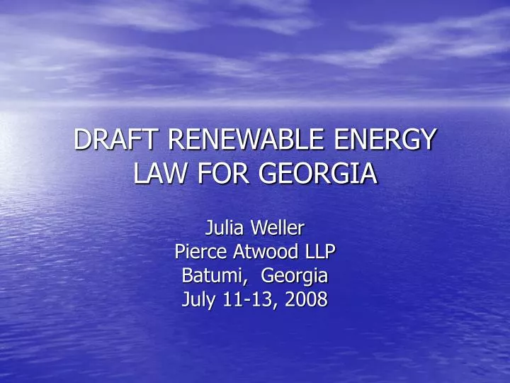 draft renewable energy law for georgia
