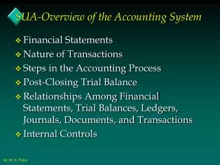 SUA-Overview of the Accounting System