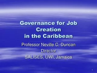 Governance for Job Creation in the Caribbean