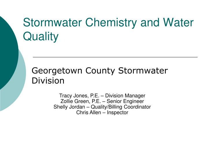 stormwater chemistry and water quality