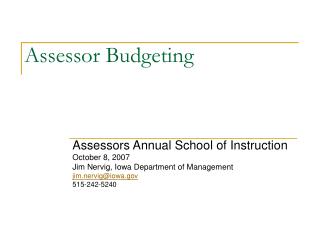 Assessor Budgeting