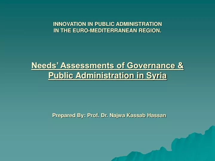 needs assessments of governance public administration in syria