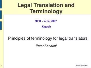 Legal Translation and Terminology