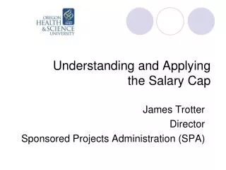 Understanding and Applying the Salary Cap