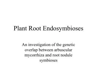 Plant Root Endosymbioses