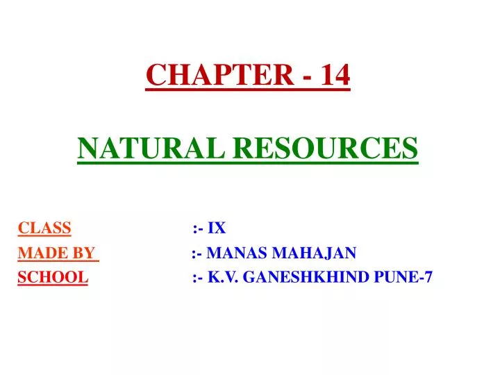 chapter 14 natural resources