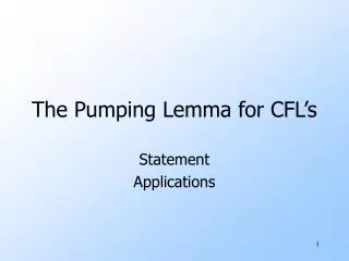 The Pumping Lemma for CFL’s