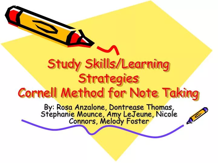 study skills learning strategies cornell method for note taking