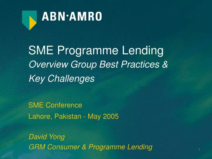 sme programme lending overview group best practices key challenges