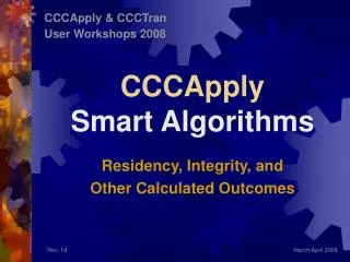 CCCApply Smart Algorithms