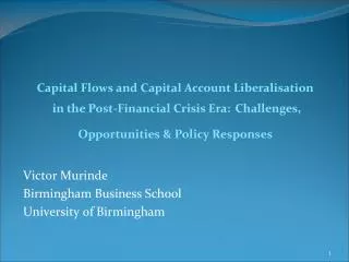 Victor Murinde Birmingham Business School University of Birmingham