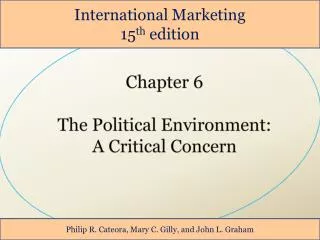 Chapter 6 The Political Environment: A Critical Concern