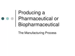 Producing a Pharmaceutical or Biopharmaceutical