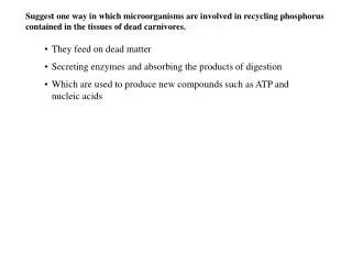 Suggest one way in which microorganisms are involved in recycling phosphorus contained in the tissues of dead carnivores