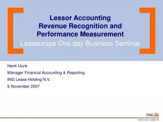Lessor Accounting Revenue Recognition and Performance Measurement
